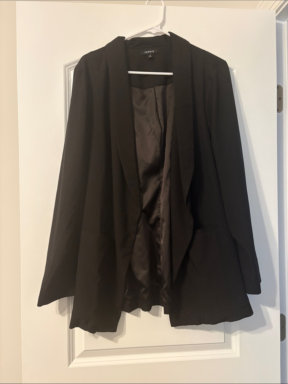 torrid Black Open-Front Draped Blazer Jacket